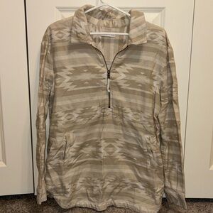Quarter zip long sleeve sweatshirt aztec western geo print